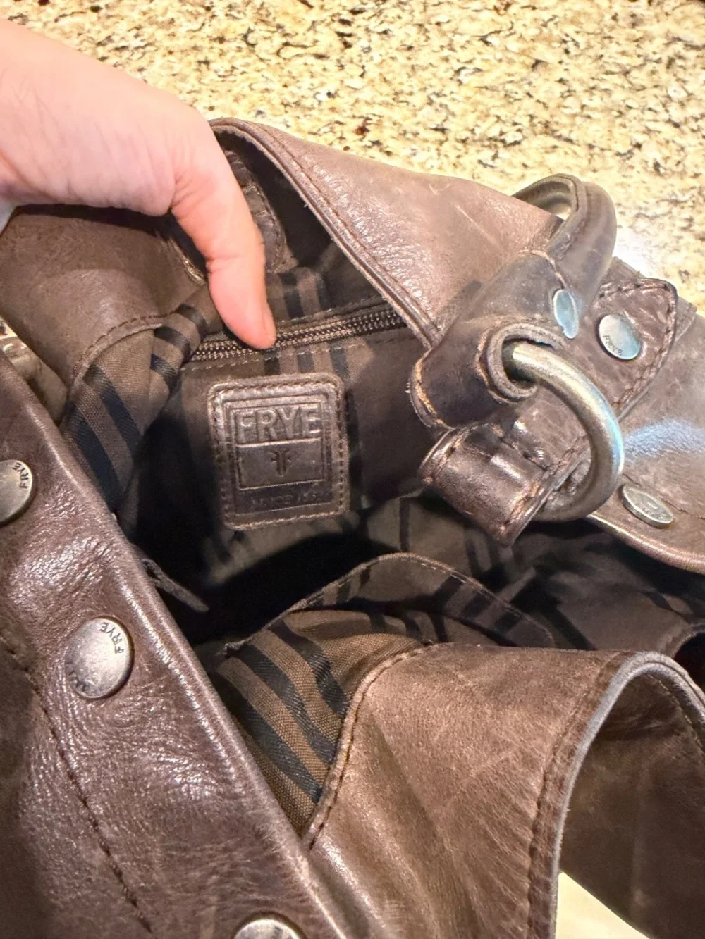 Frye Distressed Leather Hobo Shoulder Bag – Brown w/ Dust Bag